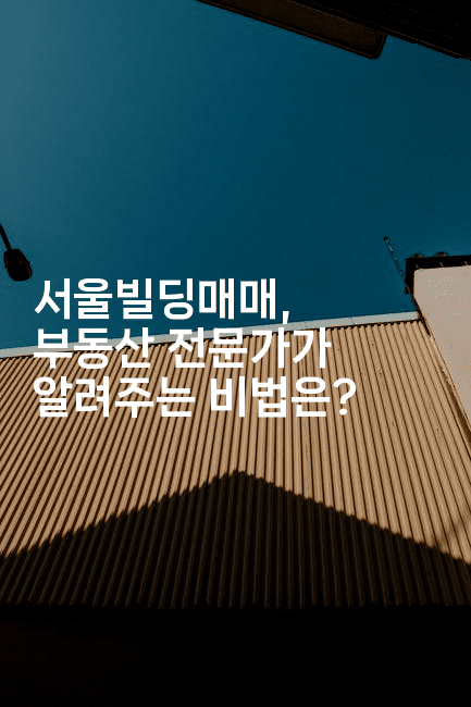 서울빌딩매매, 부동산 전문가가 알려주는 비법은?2-부동부동