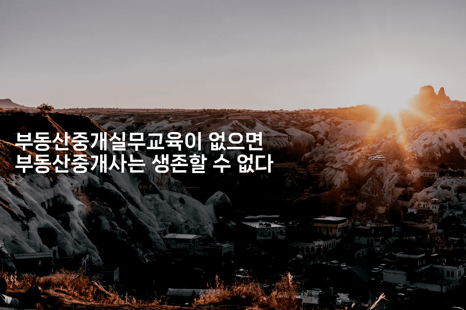 부동산중개실무교육이 없으면 부동산중개사는 생존할 수 없다 -부동부동